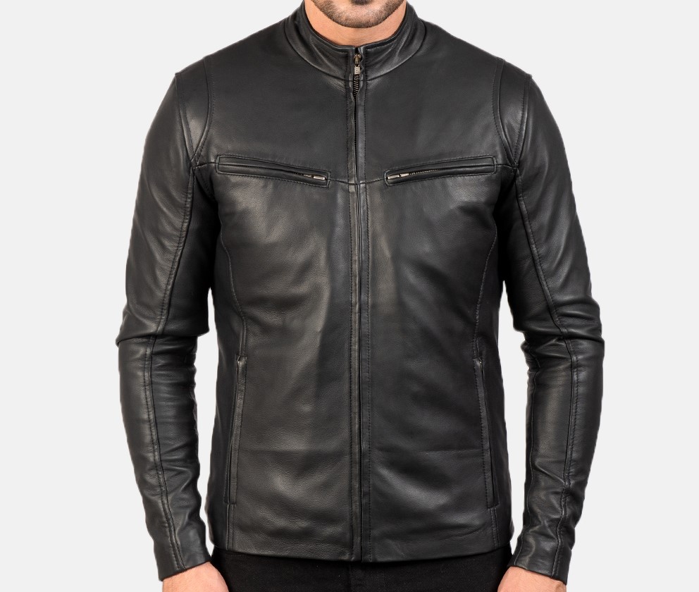 Ionic Black Leather Jacket - JacketsbyT