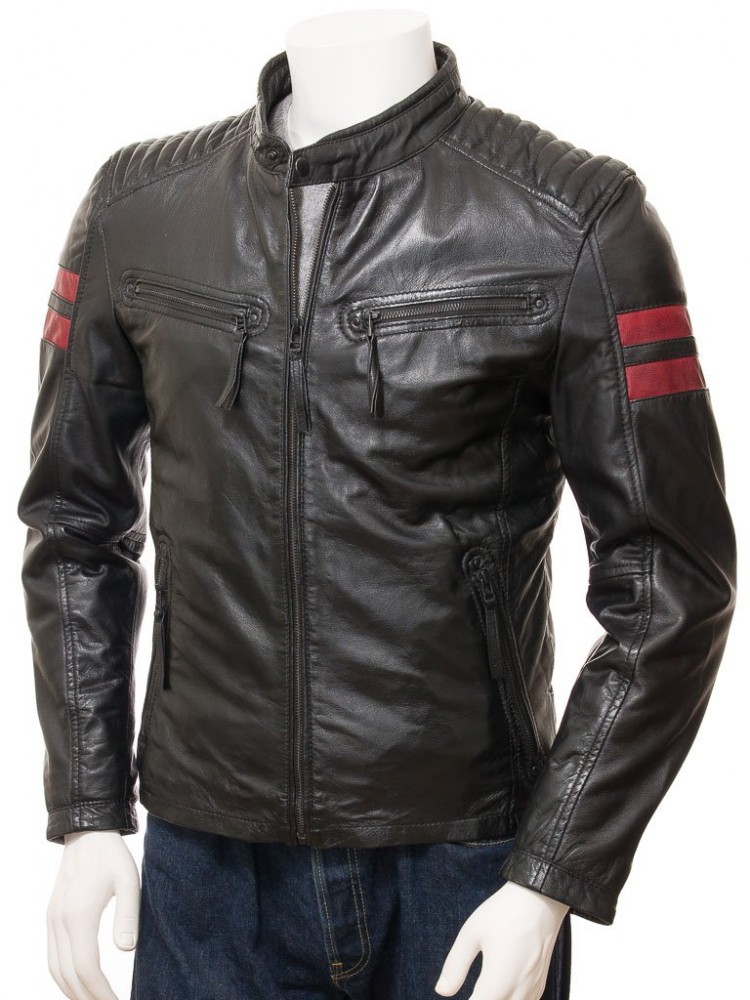 Men's Iconic Cafe Racer Sporty Real Leather Biker Jacket - JacketsbyT