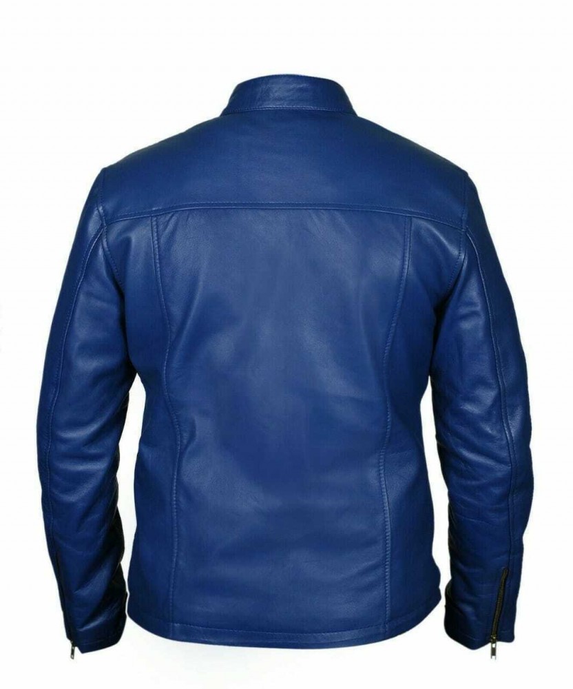 Men's Steve Mcqueen Le Mans Gulf Racing Blue Leather Jacket - JacketsbyT