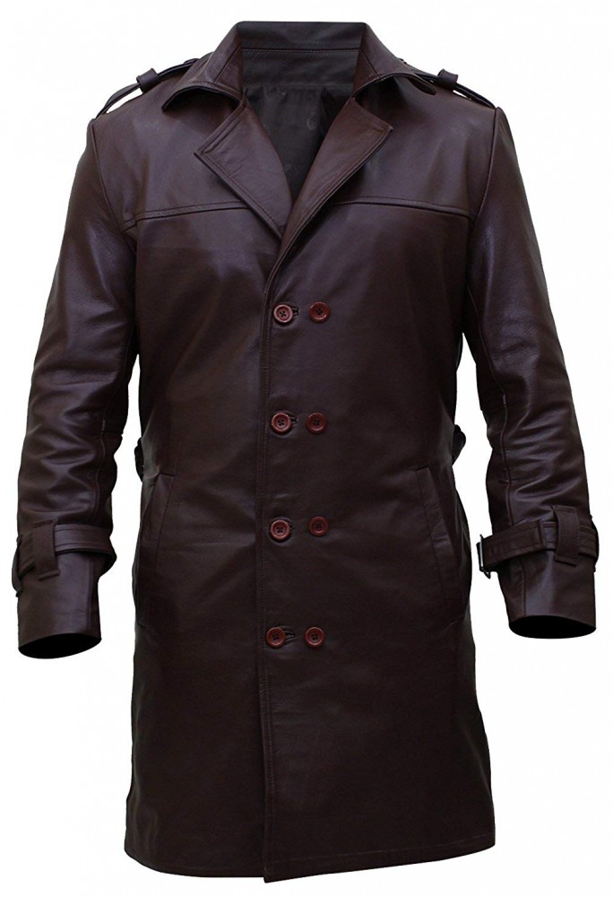 Rorschach Watchmen Leather Trench Coat - JacketsbyT