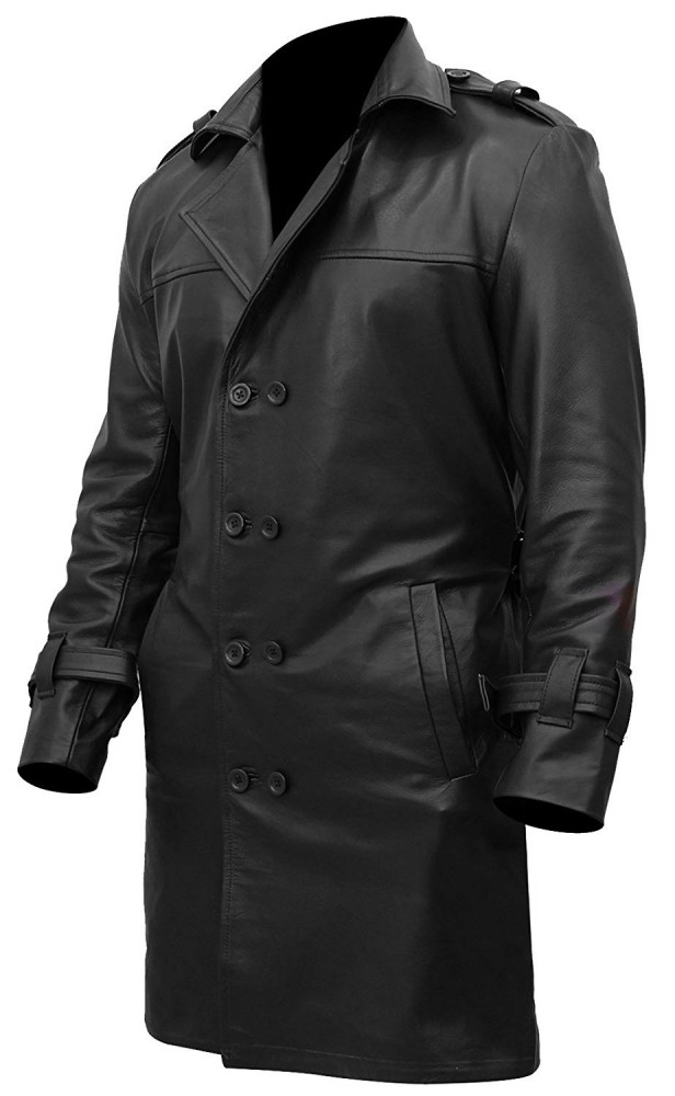 Rorschach Watchmen Leather Trench Coat - JacketsbyT
