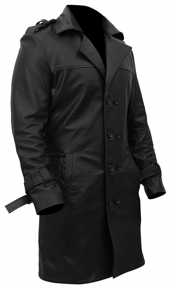 Rorschach Watchmen Leather Trench Coat - JacketsbyT