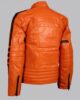 BIKER STYLE ORANGE LEATHER JACKET MEN 2