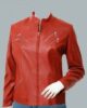 BIKER STYLE WOMENS RED LEATHER JACKET 1