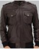 BRIAN MENS BOMBER DARK BROWN LEATHER JACKET 3