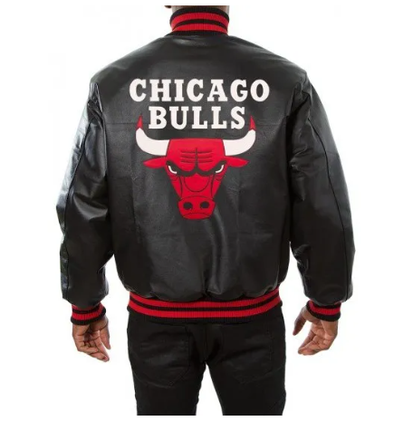 Men's Chicago Bulls Black Leather Jacket - JacketsbyT