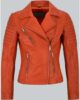 CLASSIC ORANGE MILA KUNIS WOMEN LEATHER JACKET 1