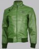 EXPRESSIVE GREEN BOMBER LEATHER JACKET 1