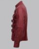 MEN MAROON BELTED FASHION LEATHER JACKET 2