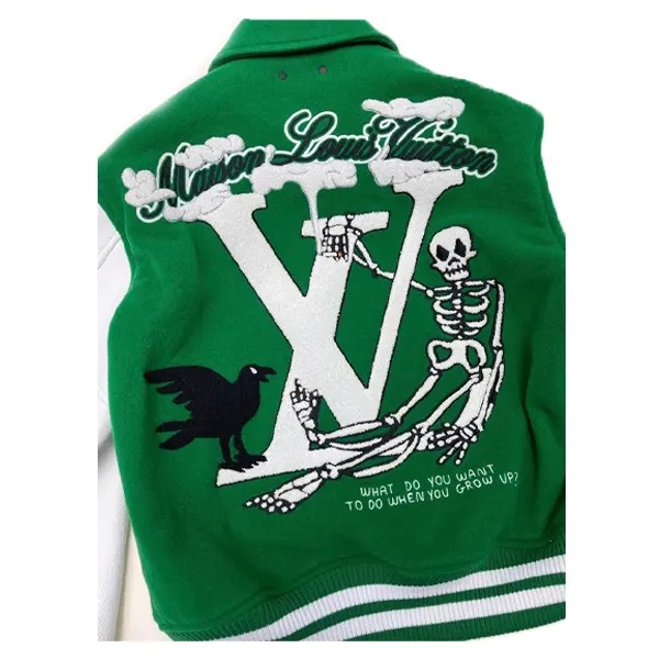 Jackets Masters Louis Vuitton Varsity Green and White Jacket