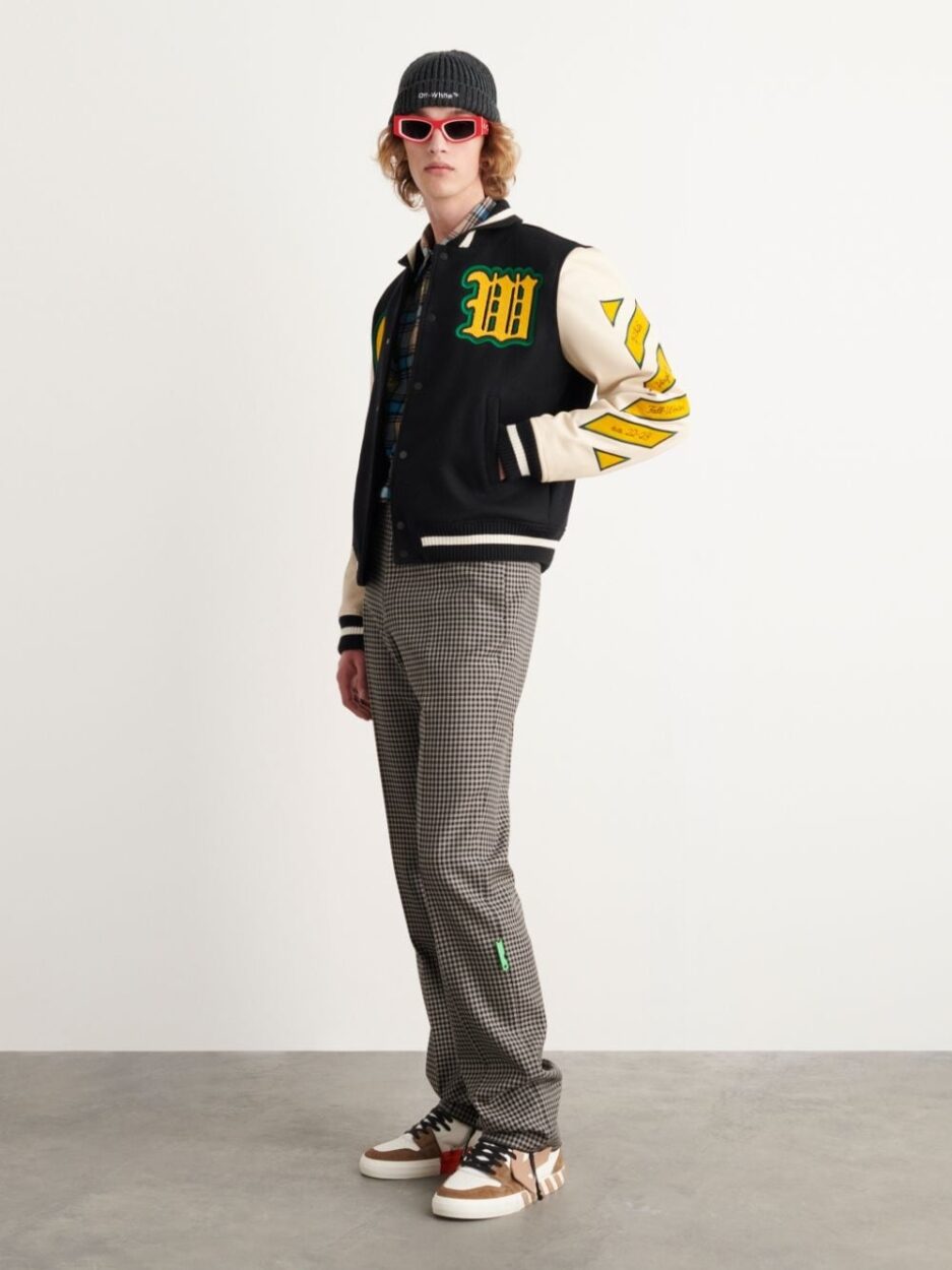Black-Stretch Wool Blend-Off-White- Leather-Varsity-Jacket-bomber