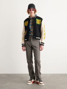 Black-Stretch Wool Blend-Off-White- Leather-Varsity-Jacket-bomber