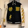 Black-Stretch Wool Blend-Off-White- Leather-Varsity-Jacket-bomber