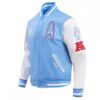 houston oilers retro classic blue varsity jacket-men's collection-Houston Oilers Retro-Classic Blue Varsity Jacket-Houston Oilers varsity jacket-Houston Oilers jacket-wool varsity jacket-classic varsity jacket-baseball jacket-convention jacket-winter jacket-men's jacket-women's jacket-college jacket-letterman jacket