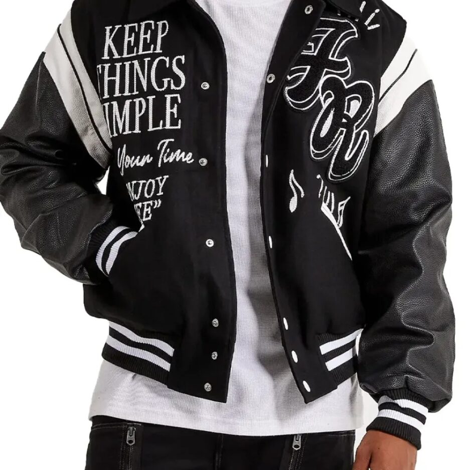 KEEP THINGS SIMPLE VARSITY JACKET