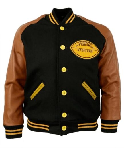 1955 Pittsburgh Steelers Black and Brown Varsity Jacket