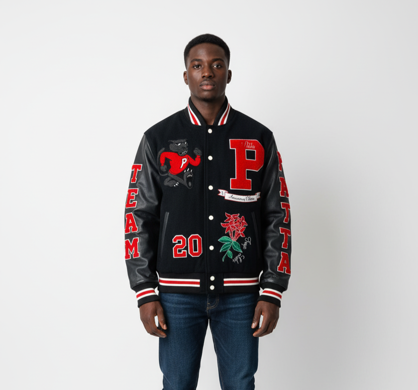 Patta 20th Anniversary Maritime Blue Wool/Leather Varsity Jacket