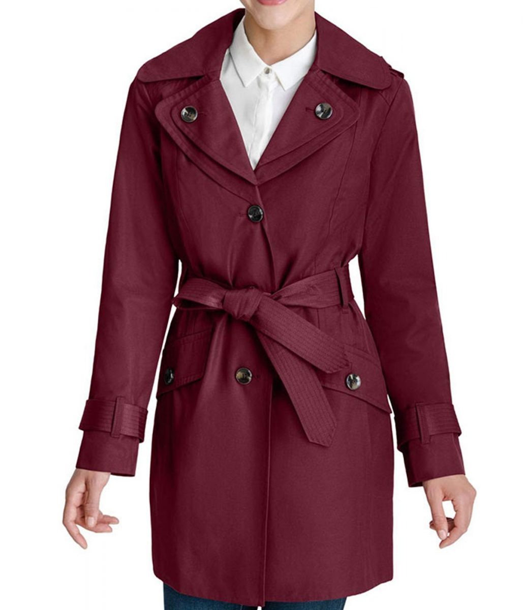 Jennifer Ferrin The Equalizer S02 Burgundy Coat
