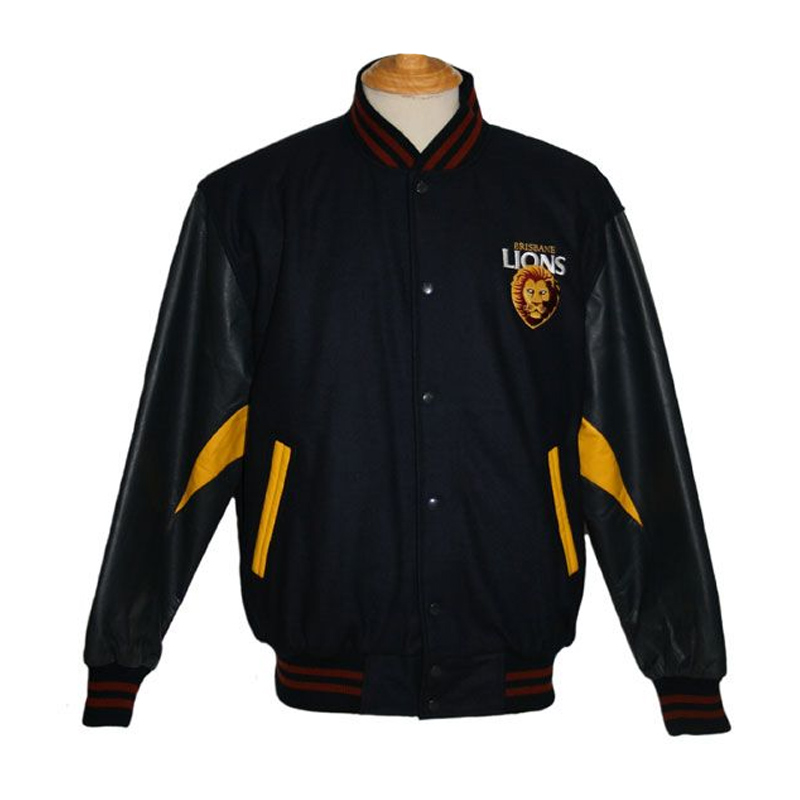 Brisbane Lions Embroidered Black Varsity Jacket