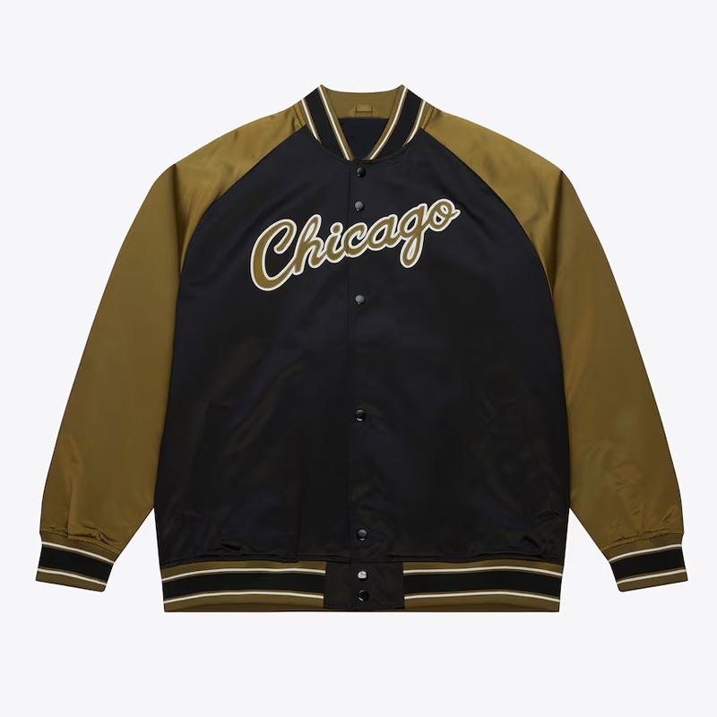 Black/Olive Chicago Bulls Double Clutch Satin Jacket