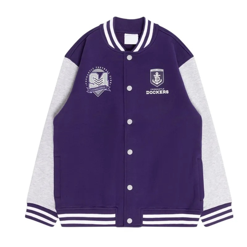 Fremantle Dockers Varsity Fleece Purple and Gray Jacket