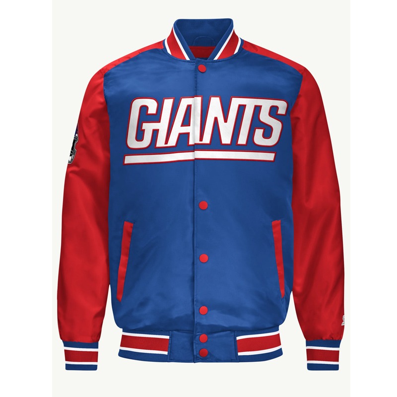 NY Giants Blue and Red Varsity Satin Jacket