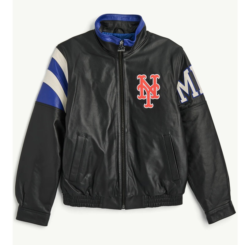 NY Mets Retro Full Zip Leather Jacket
