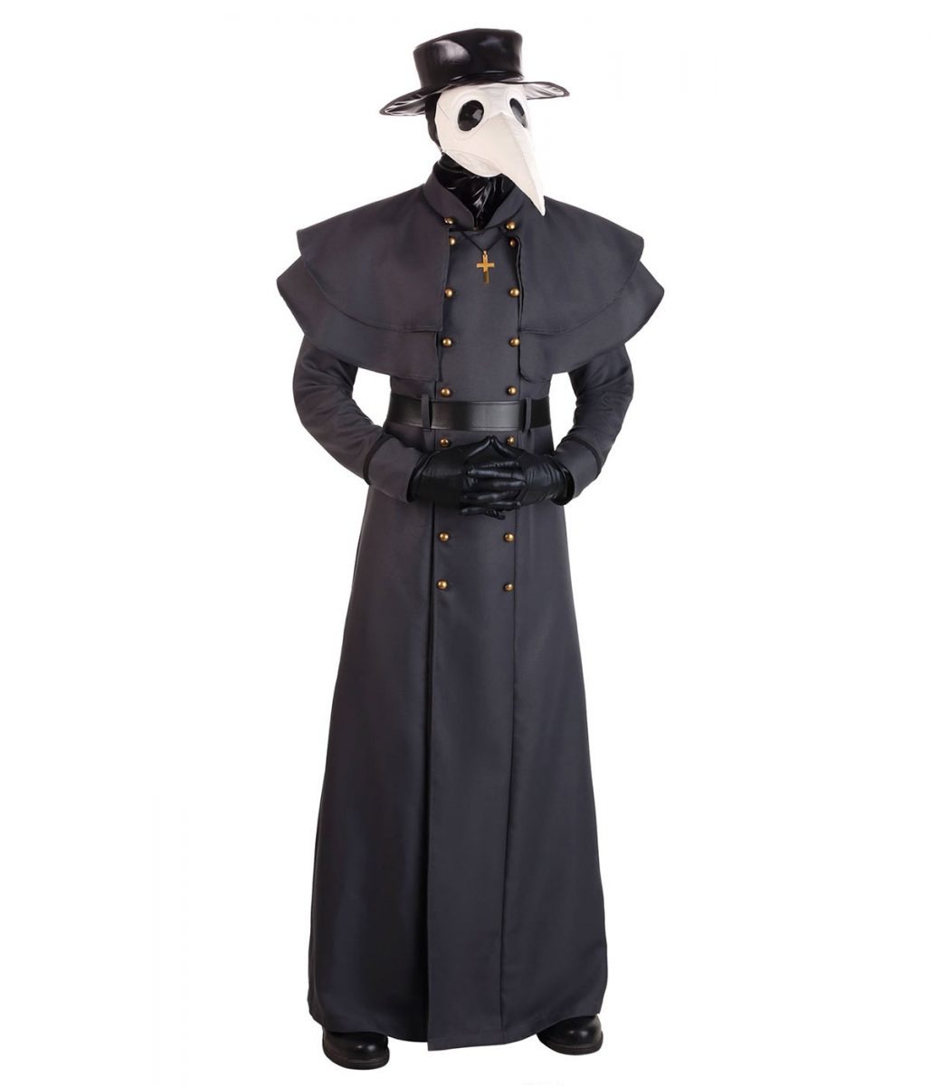 Classic Plague Doctor Halloween Black Wool Coat