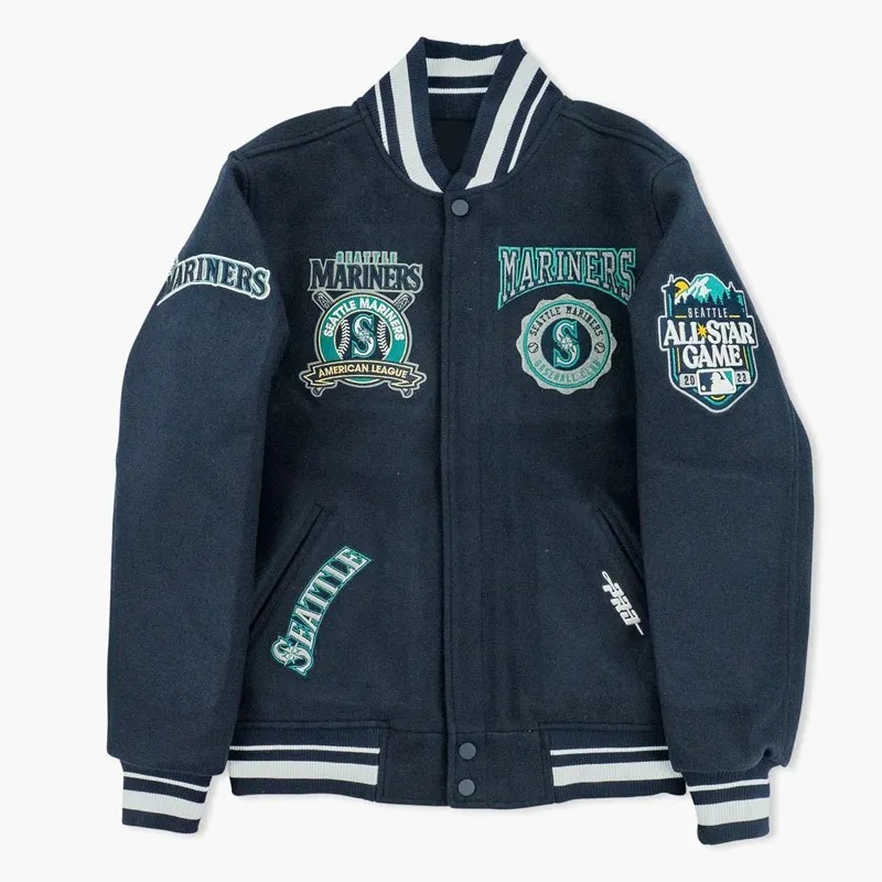 Seattle Mariners Crest Navy Varsity Wool Jacket