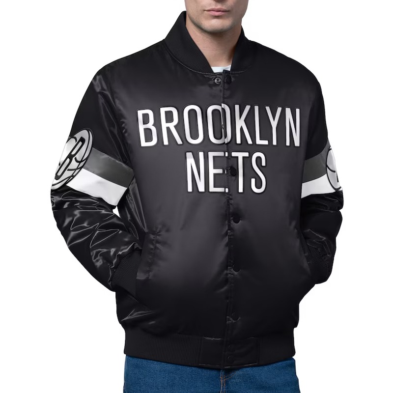Brooklyn Nets Triple Option Varsity Satin Jacket