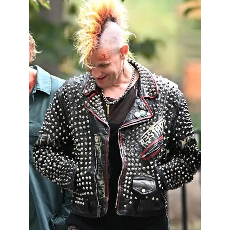 caught-stealing-russ-leather-jac Matt Smith Caught Stealing Black Studded Leather Jacket Front