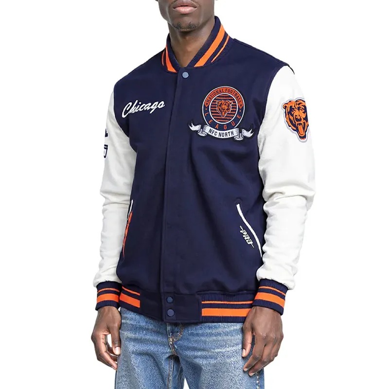 Chicago Bears Team Badge Classic Rib Varsity Jacket