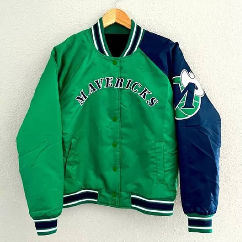 Dallas Mavericks Green and Navy Satin Jacket