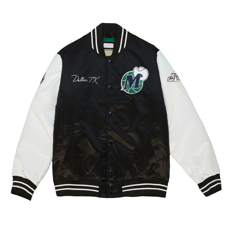 Origins Dallas Mavericks Black and White Satin Jacket