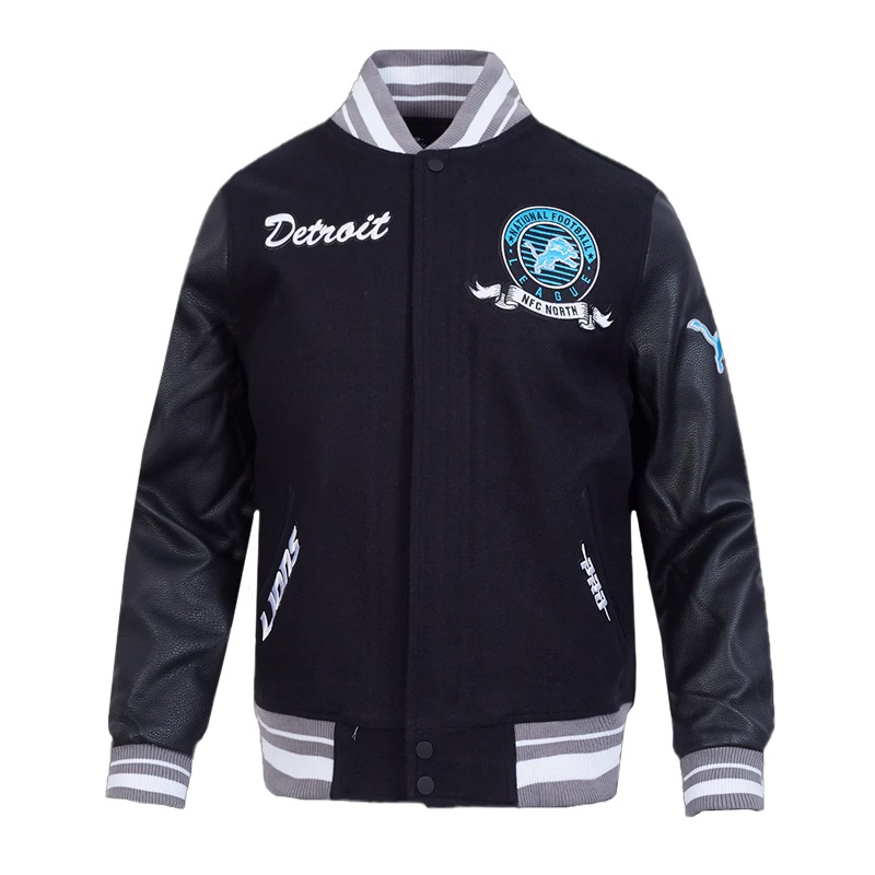 Detroit Lions Team Badge Classic Rib Varsity Jacket