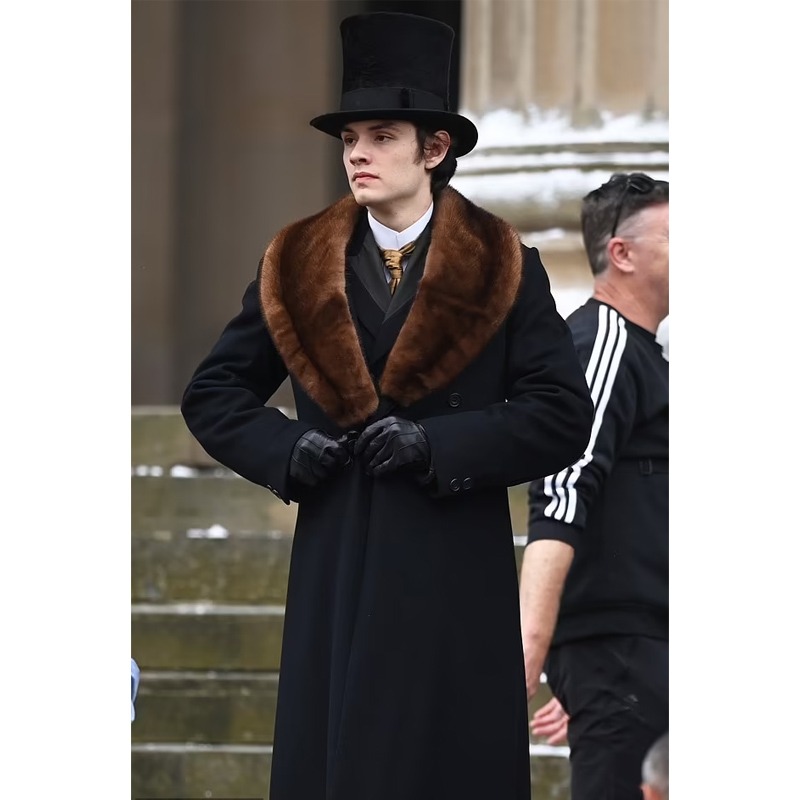 Louis Partridge House of Guinness Fur Collar Coat