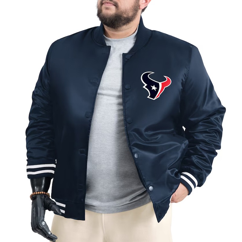 Houston Texans Adaptive Team Graphic Varsity Satin Jacket