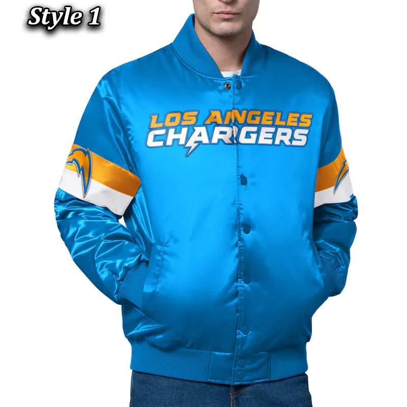 Los Angeles Chargers Triple Option Varsity Satin Jacket