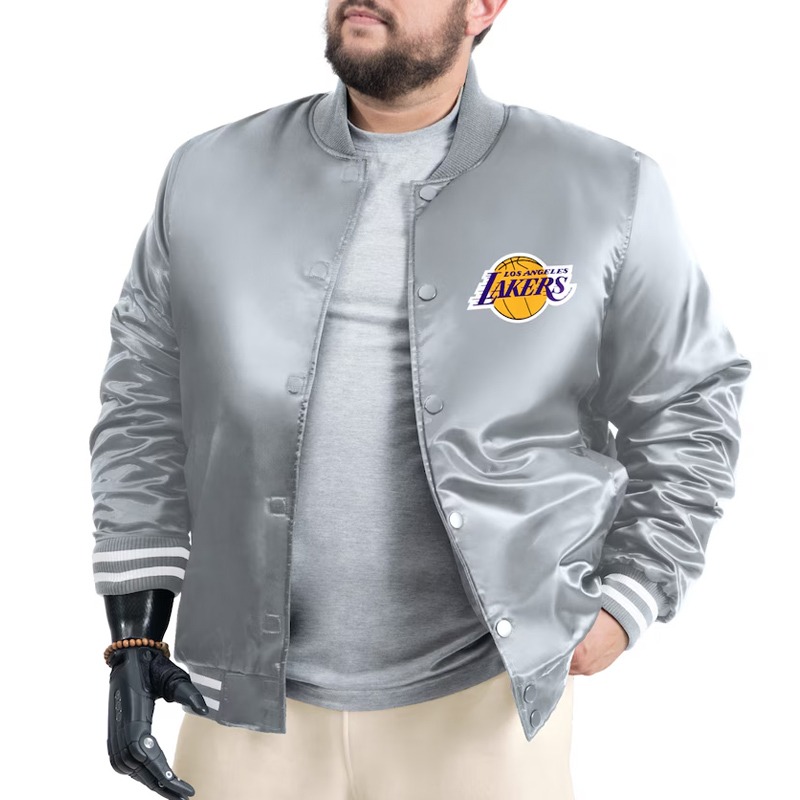 LA Lakers Adaptive Bold Logo Varsity Satin Jacket