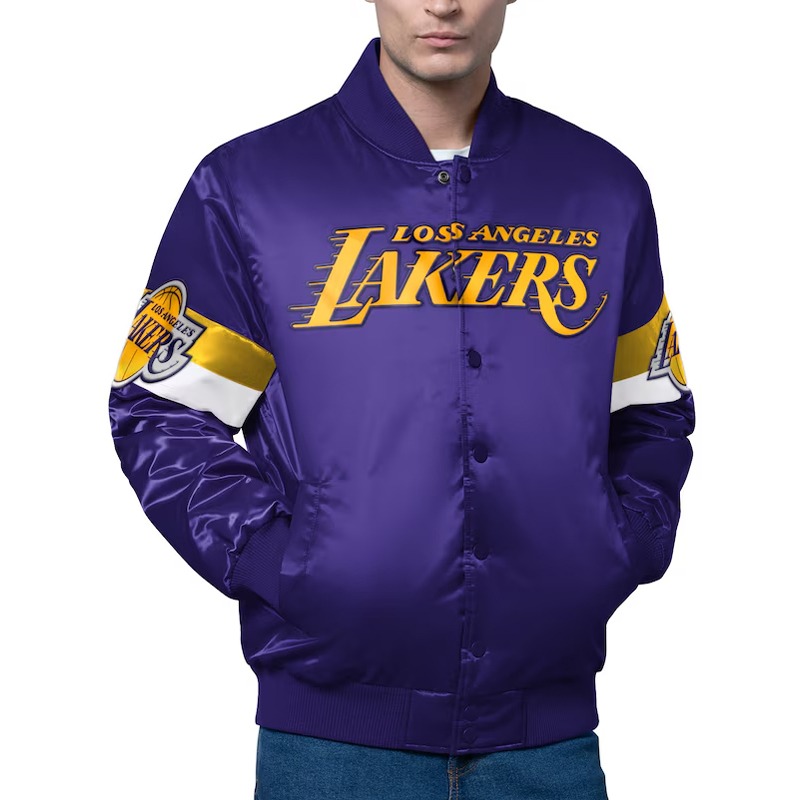 LA Lakers Triple Option Varsity Full-Snap Satin Jacket