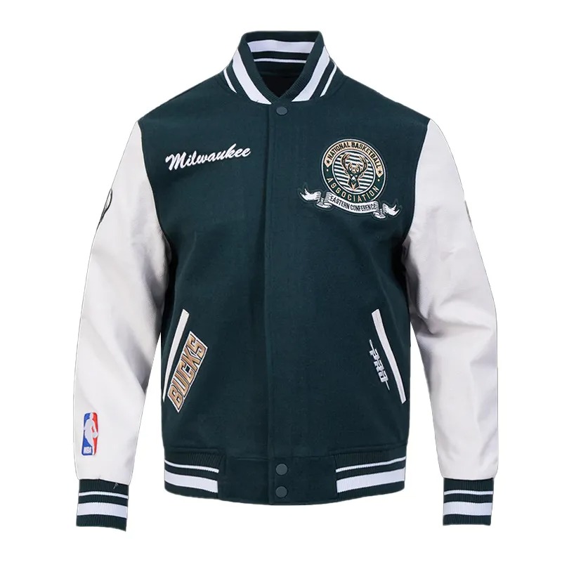 Milwaukee Bucks Team Badge Classic Rib Varsity Jacket