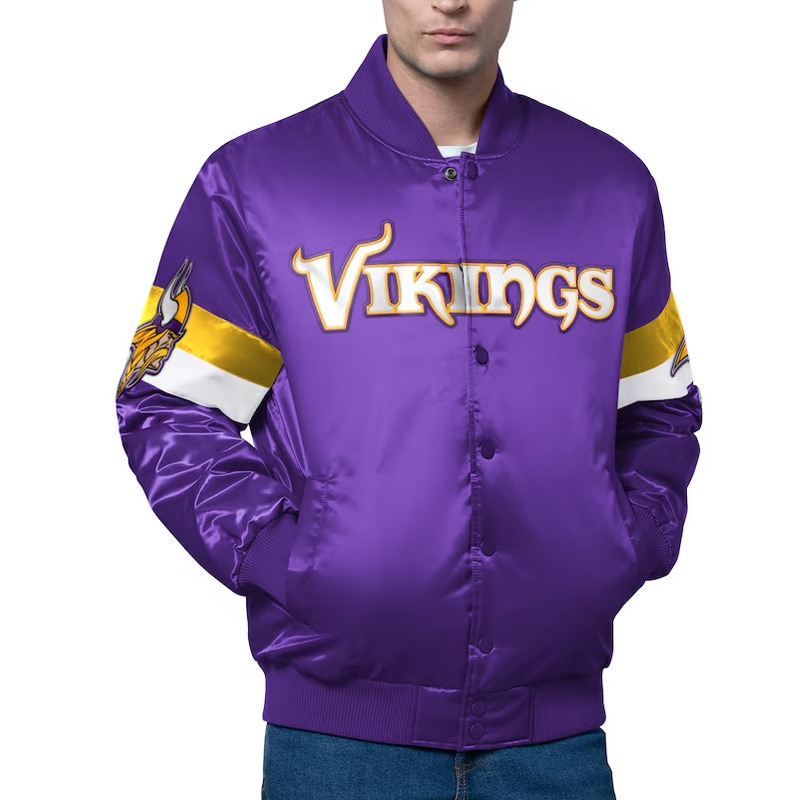 Minnesota Vikings Triple Option Varsity Satin Jacket