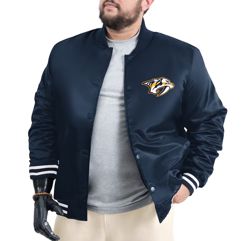Nashville Predators Adaptive Bold Logo Varsity Satin Jacket