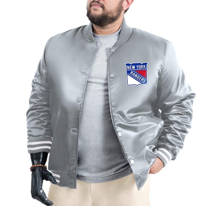 NY Rangers Adaptive Bold Logo Varsity Satin Jacket