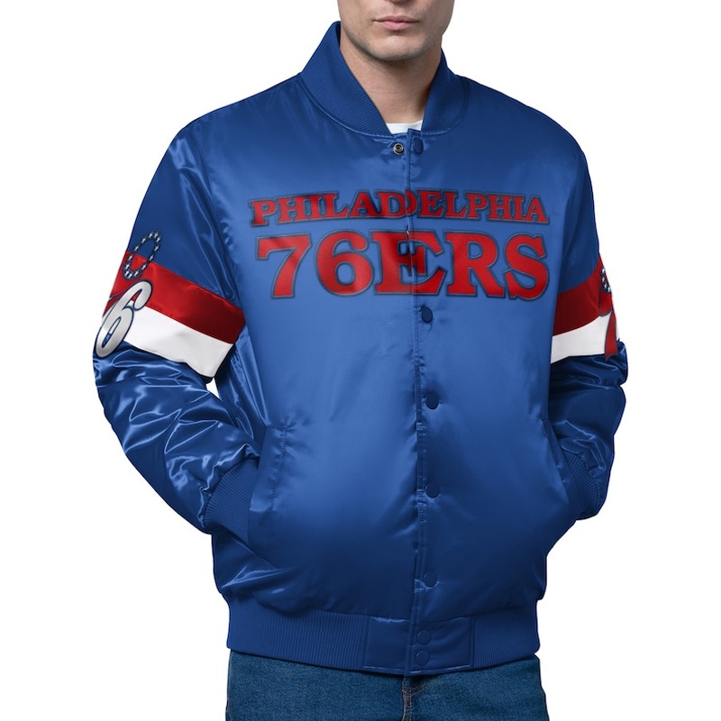 Philadelphia 76ers Triple Option Varsity Satin Jacket