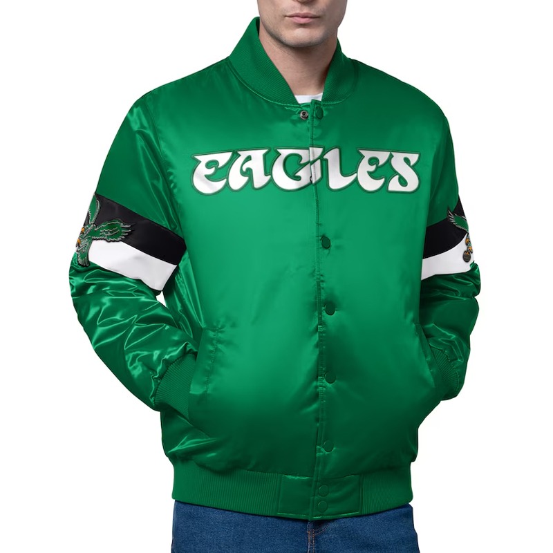 Philadelphia Eagles Triple Option Varsity Satin Jacket