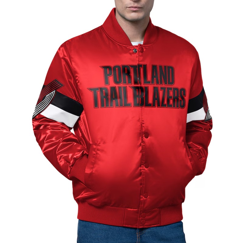 Portland Trail Blazers Triple Option Varsity Satin Jacket