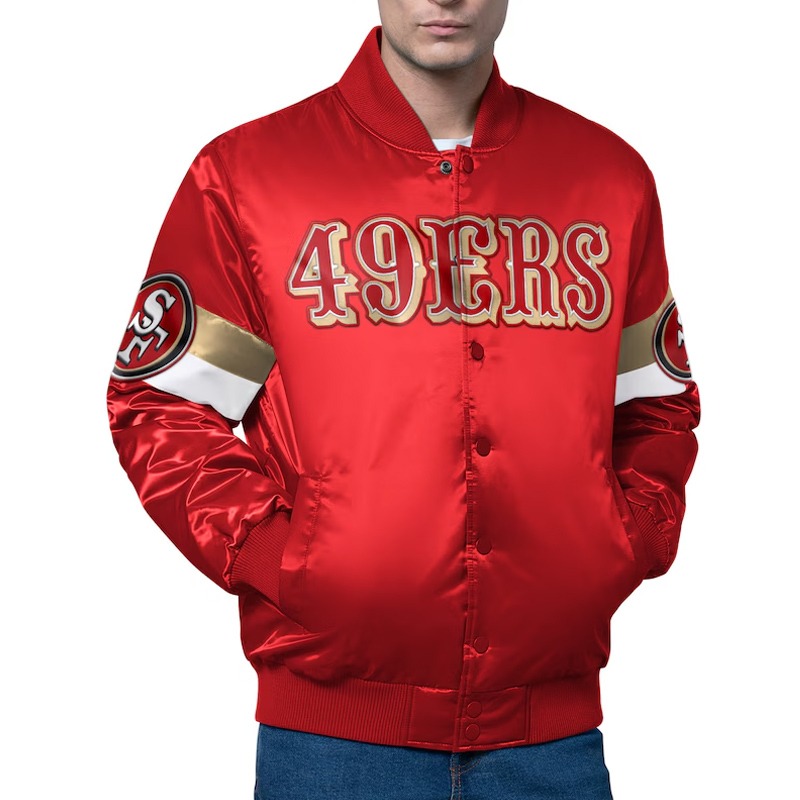 San Francisco 49ers Triple Option Varsity Satin Jacket