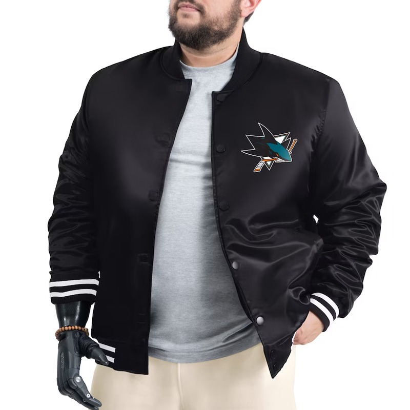 San Jose Sharks Adaptive Bold Logo Varsity Satin Jacket
