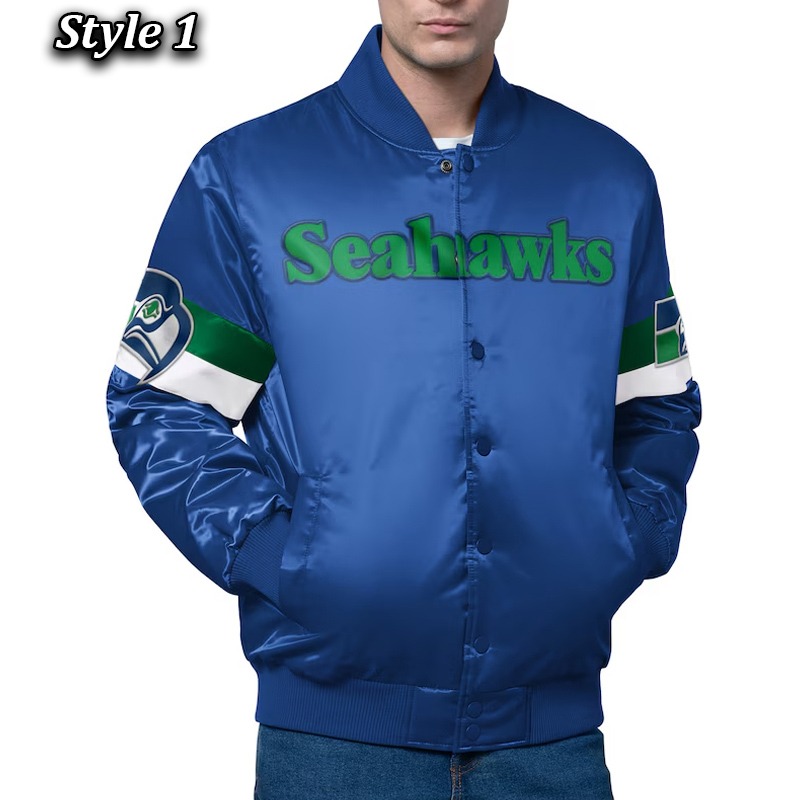 Seattle Seahawks Triple Option Varsity Satin Jacket
